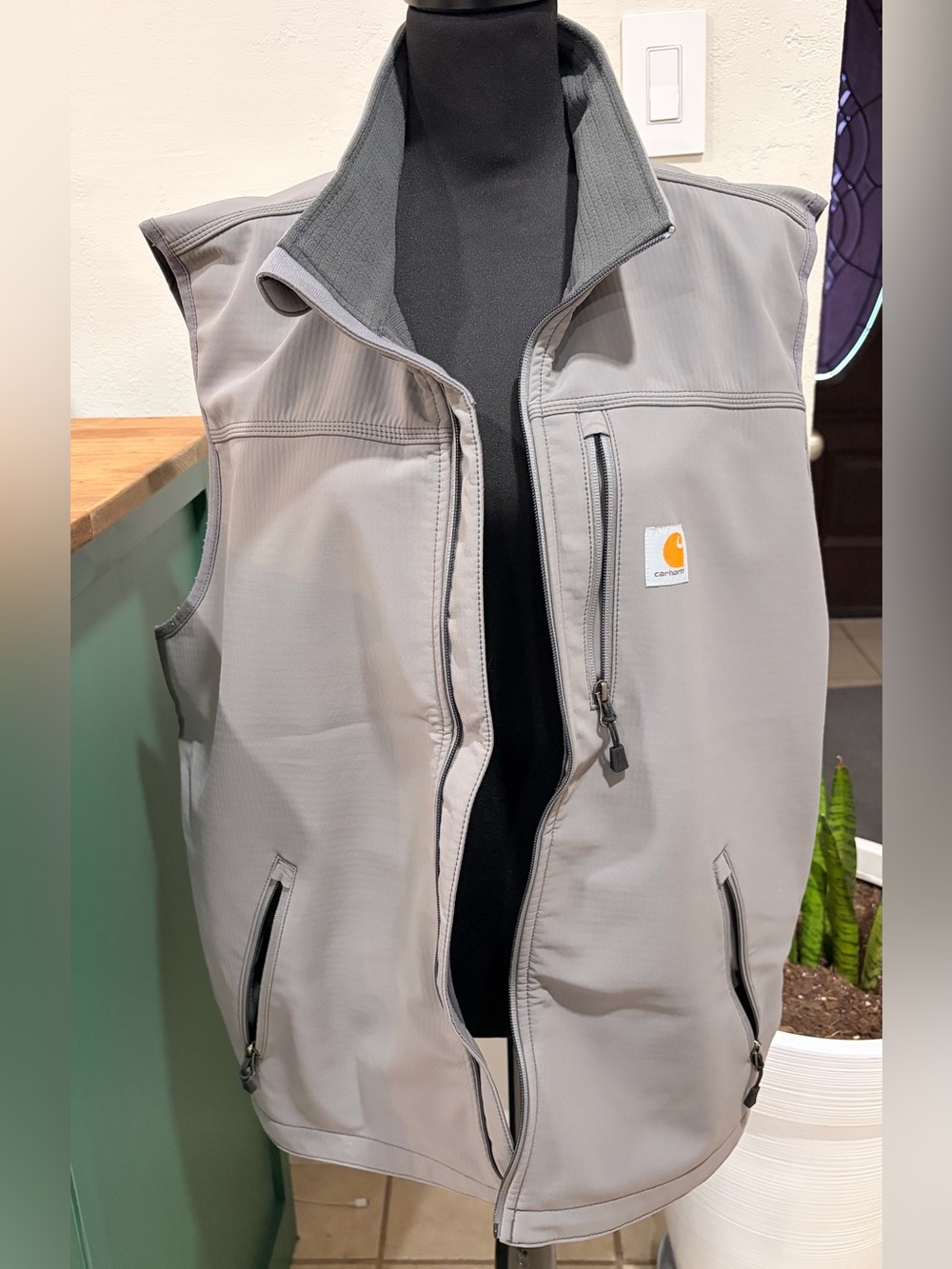 Men’s Carhartt Denwood Light Grey Soft-Shell Zip Vest
